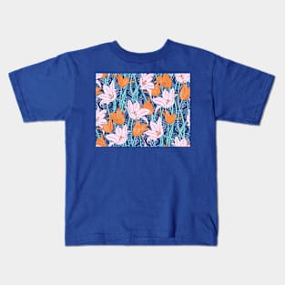 Light Pink and Orange Vibrant Tulips Kids T-Shirt